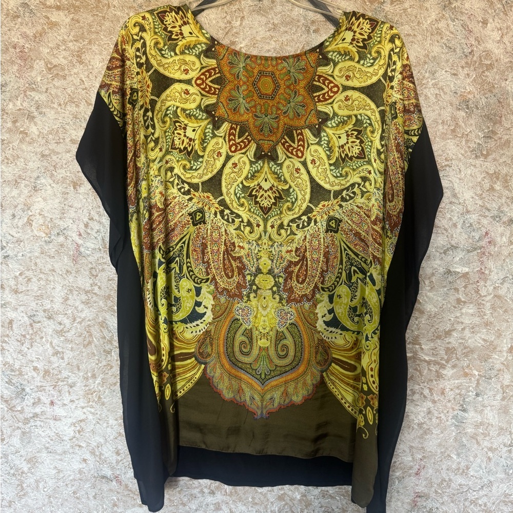 Live Unlimited London Yellow Black Paisley Blouse